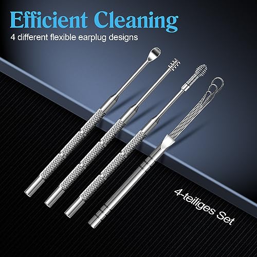 Ohrenschmalz Entfernungs Set,Ohrenschmalz Entferner Edelstahl,Tragbar Ohr Reinigung Set Ohrreiniger,Ohrreinigungswerkzeuge mit Aufbewahrungskiste (Silber)