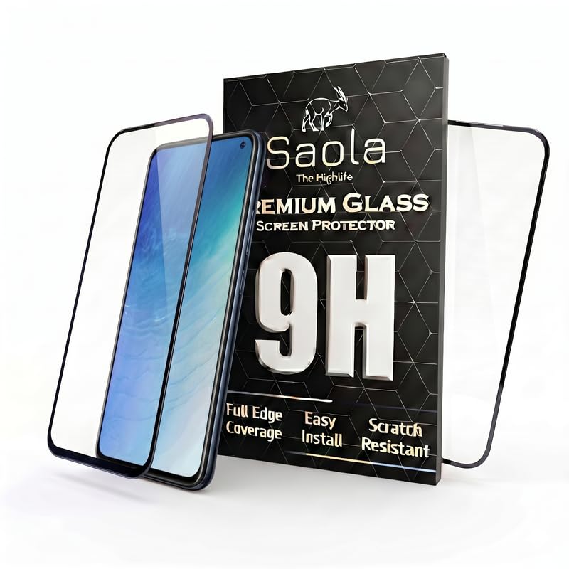 Image of Saola Hd+ Oleophobic Tempered Glass Screen Protector For Vivo V17 (Pack Of 2) With Free Installation Kit. Full Screen Coverage - 6.44 Inch