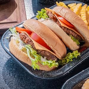 Granite Ware 6 pc Snack Tray 1 Qt Enamelware Plates for Indoor Outdoor Camping Dishes Durable and Reusable Snack Tray