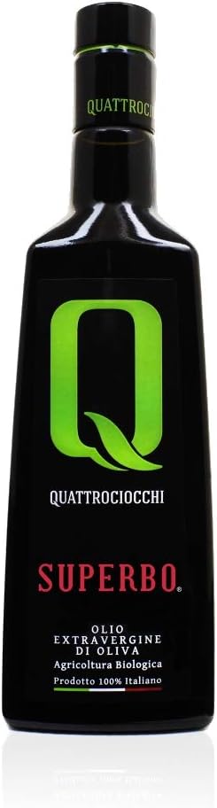 Quattrociocchi Superbo Organic Extra Virgin Olive Oil 500ml – Extreme Intensity Moraiolo Olive Oil from Lazio Italy – Cold Pressed High Polyphenol Award-Winning Oil for Cooking