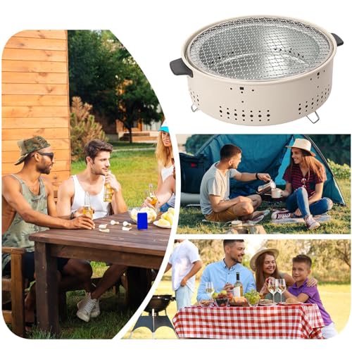 Parrilla Para Barbacoa De Carbón, Accesorios Para Barbacoas Y Ahumadores Al Aire Libre, Pequeñas Parrillas Antiadherentes Para Cocina Al Aire Libre | Parrilla De Carbón De Mesa, Doble Método De - imagen 5