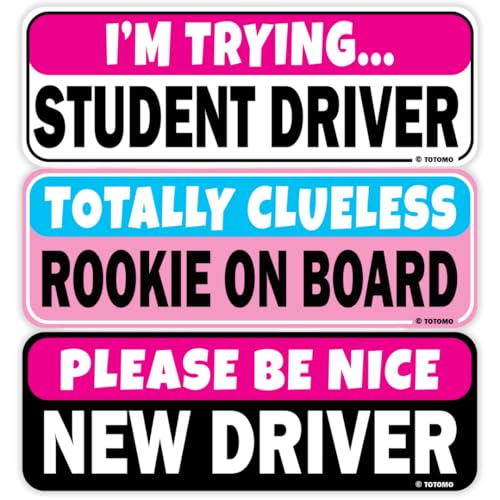 Image of Non-Magnetic Student Driver Sticker for Car New Drivers Vehicle Safety Sign Decal Window Cling Rookie Learner Removable Bumper Stickers Please Be Patient (3pc Set)