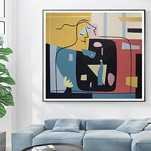 Tableau abstrait moderne amour resout le probleme des murs vides deco salon vintage 60x60