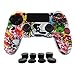 Produktbild Hikfly Silikon mit Gummi-Öl-Gel-Controller Deckel Hautschutz Fall Faceplates Kits für Sony Playstation 4 PS4 / PS4 Slim / PS4 Pro Controller Videospiele mit 8 x Daumen Griffe Caps)(weiße Karikatur)