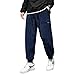 WZIKAI Mens Corduroy Pants Elastic Waist Drawstring Tapered Joggers Sweatpants Casual Long Fashion Trousers with Pockets Navy Blue XXXL