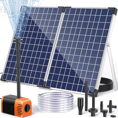 Image of POPOSOAP Solar Fountain Pump Outdoor, 35W Solar Powered Water Pond Pump with 480GPH Adjustable Flow Rate for Garden Pond Fish Waterfall Hydroponics Pool