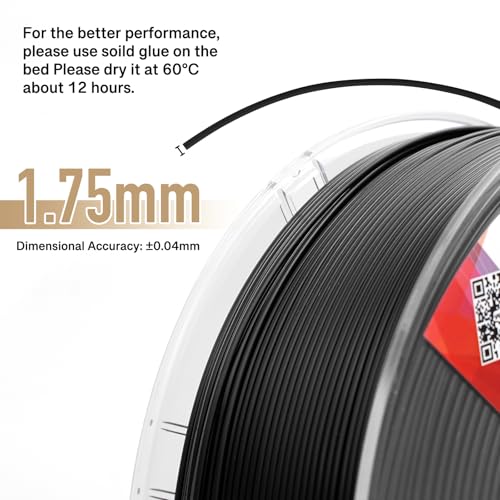 yxpolyer Nylon Filament PA6 1,75 mm 3D-Druck-Filament 1 kg Schwarz, mit hitzebeständiger, formstabiler, transparenter PC-Spule, AMS-kompatibel – Bild 5