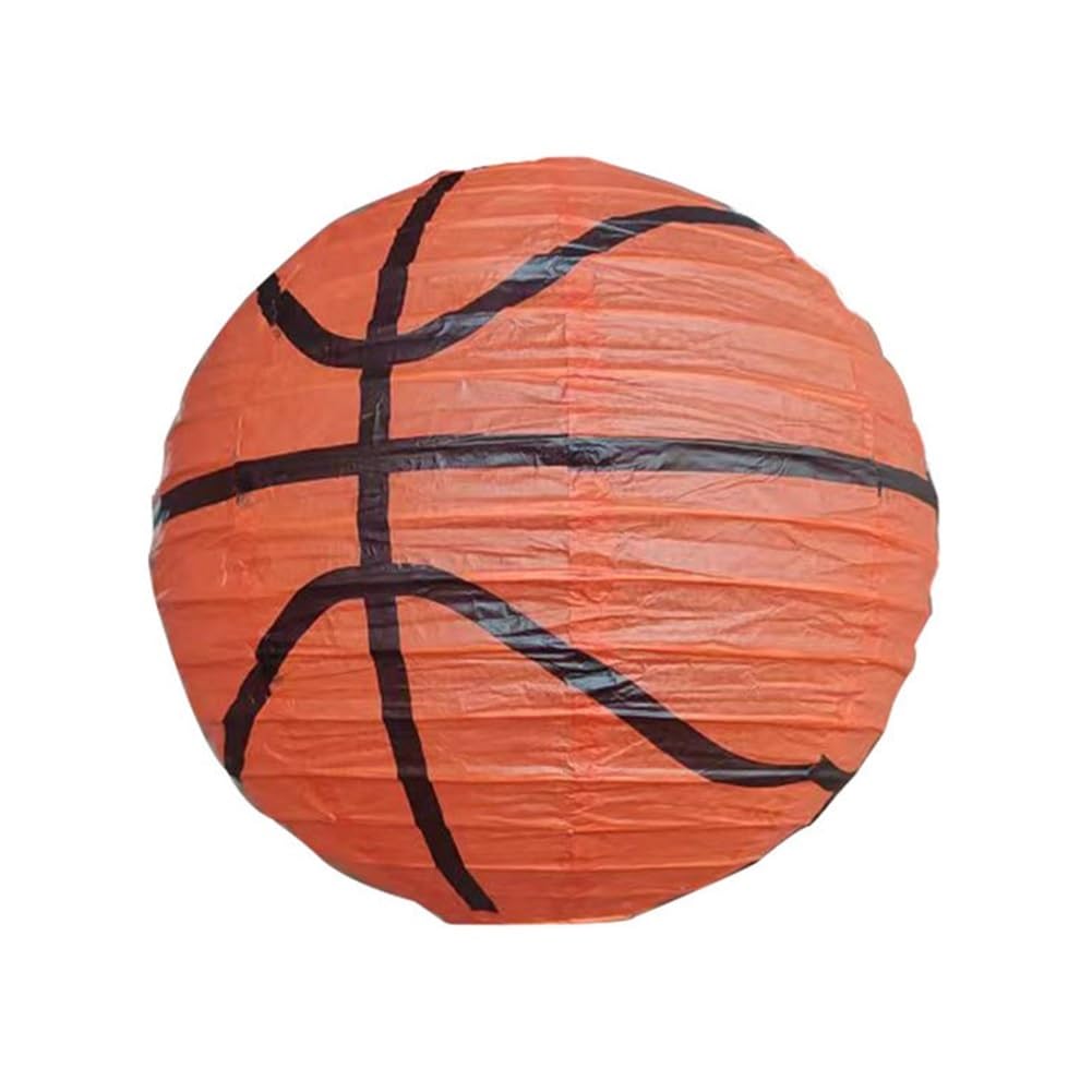 Paper Lanterns Paper Lanterns Ball Baseball/Basketball/Soccer Shape Festive Atmosphere Happy Birthday Party Decor(Basketball)