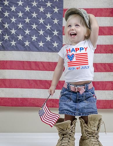 Image of Toddler Boys 4th of July Shirts Kids American Flag T-Shirt Girls Patriotic Short Sleeve Tees Cotton Top Clothes 1-7T