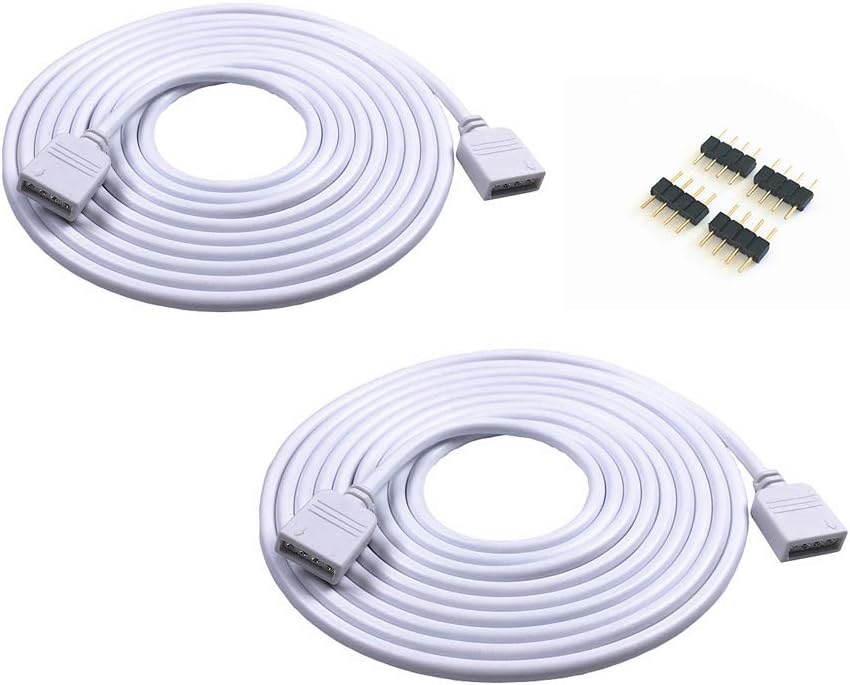 2-Pack 5.5mm X 2.1mm DC Extension Cables - 3m White Power Adapter Extenders