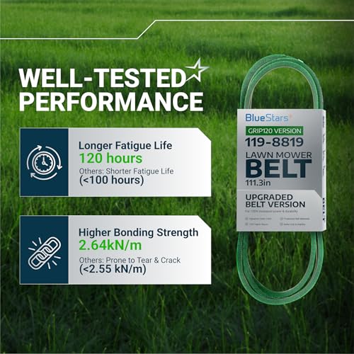 Image of [Upgraded Grip120] BlueStars 119-8819 Deck Belt Aramid Cord 1 /2 inch x 113.3'' | Deck Belt for 42 Inch Deck Toro TimeCutter SS4225 SS4235 MX4260 Exmark Quest Zero Turn Mowers 119-8819-SL 147-2924