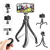 Phone Tripod,Portable and Flexible Phone Tripod Stand with Wireless Remote and Cell Phone Tripod,Compatible with iPhone/Android Phone,Camera,Sports Camera GoPro