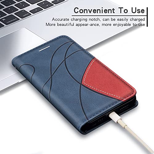 XINNI Protective Phone Case for Motorola Edge 50 Neo, PU/TPU Vintage Flip Leather Shockproof Cover Magnetic Book Style Wallet, Blue - Image 2