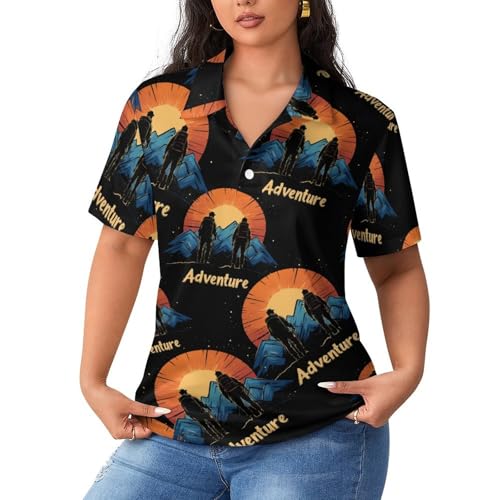 Camiseta polo de mujer para acampada, aventura al aire libre y montaña