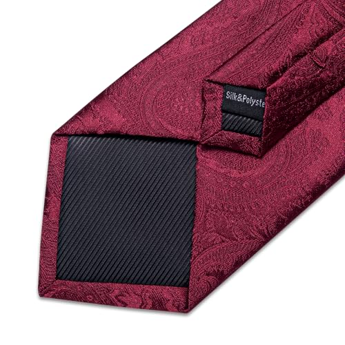 Image of DiBanGu Mens Paisley Tie Sets Silk Jacquard Woven Floral Necktie and Pocket Square Cufflinks Wedding Business Party