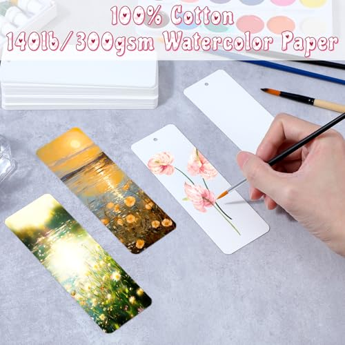 Lesezeichen Papier 50 Blanko Lesezeichen Aquarell Karten Blanko Aquarell-Lesezeichen Aquarellpapier 15x5cm für DIY Basteln Von Postkarten NotizblöCken GrußKarten Sammlung Weiß