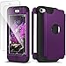 iPod Touch 7th Generation Case with 2 Screen Protector, IDweel Heavy Duty High Impact Armor Shockproof Case Cover Protective Case for Apple iPod Touch 5/6/7th Generation, Deep Purple+Black