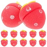 Healifty Sponge Hair Rollers Strawberry Shaped Hair Styling Curlers Foam Hair Curlers Styler for Hair Design 12pcs (Red)