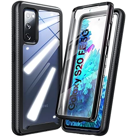 HATOSHI Samsung Galaxy S20 FE 5G Case, Galaxy S20 FE 5G UW Case with Built in Screen Protector, Heavy Duty Protection, Crystal Clear Back, Rugged Shockproof TPU Bumper Protective Phone Cover, Black Cover
