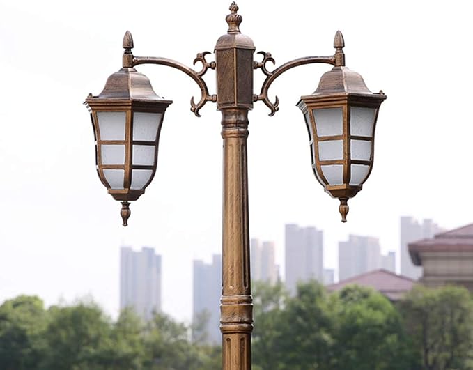 Lámpara de poste exterior 200 cm 2 luces estilo retro miniatura 6