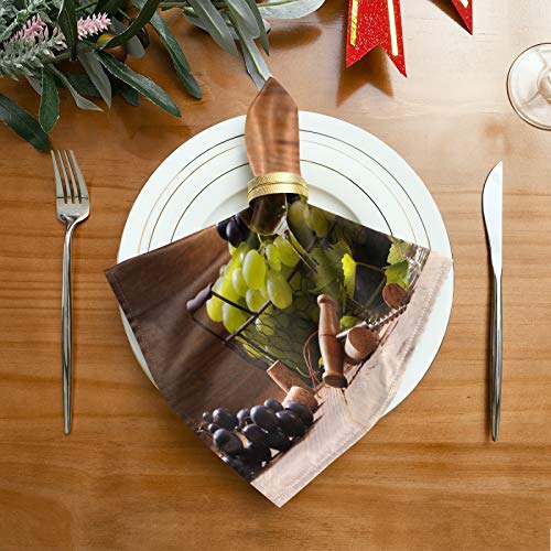 Oyihfvs Red And White Wine Grapes Glasses Cloth Napkin Set Of 4,Dinner Napkins Reusable Table Napkin Washable Polyester Fabric For Cocktail Party Holiday Wedding Home #TOP1