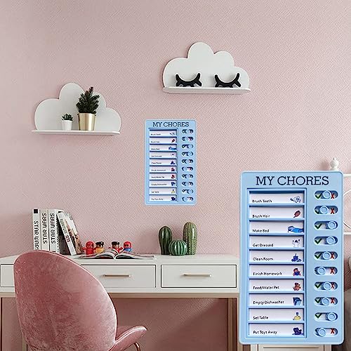 Helweet Tabla de Tareas, Lista de Verificación de Plástico,Tablero de Plástico de Nota, Tabla de Lista de Verificación, para el Hogar, Viajes, Plan de Estudios, Rosa + Azul, con 20 Tarjetas en Blanco