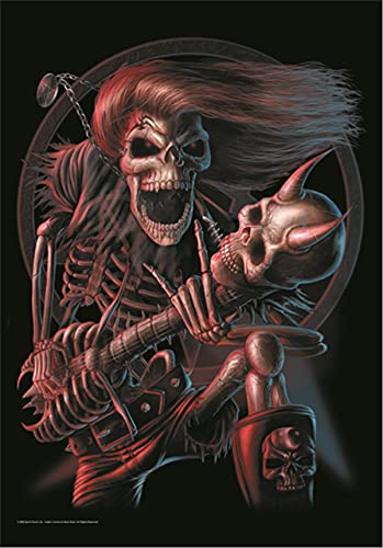 Heart Rock Bandiera Originale Spiral Collection Bad to The Bone, Tessuto, Multicolore, 110x75x0.1 cm