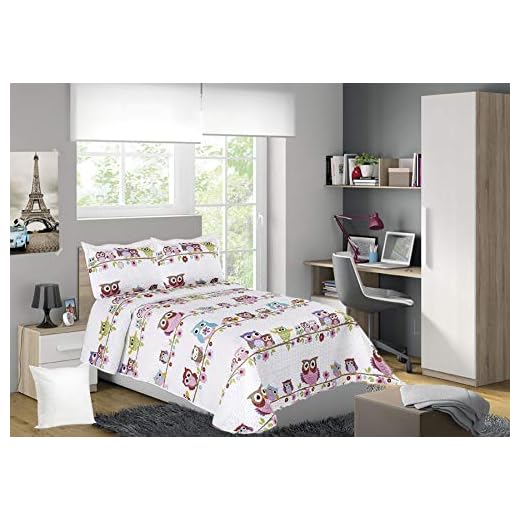 ForenTex Colchas Cama 90 Reversible Almohada 70 y Funda Cojín 45x45cm con Relleno (Ref 2679), Lila, Pack