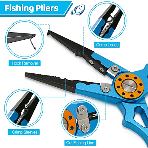 image for Aukivon Fishing Pliers, Aluminum Fish Lip Gripper,Multifunctional Fish