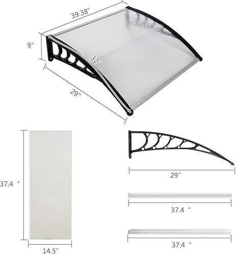 Miniatura 6 de Toldo de ventana de 40 x 30 pulgadas para puerta delantera, toldo para jardín y exteriores