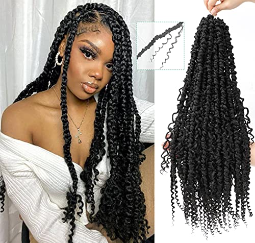 Passion Twist Hair 24 Inch 6 Packs Pretwisted Passion Twist Crochet Hair for Black Women, New Fly Passion Twist Hair Synthetic Fiber Braiding Hair Extensions (24Inch 6 Packs,1B)