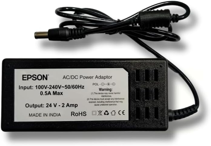 (SAK00141) Hi-Lite Essentials 24V Charger Adapter Compatible for Epson Workforce ES-400 II ES-500W II ES-500WR DS-530, DS-410, Fujitsu SP-1120N & SP-1130N Document ADF Scanner