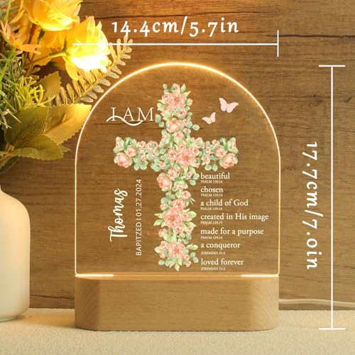 Lámpara de mesa cruz para bautizo con luz USB miniatura 2