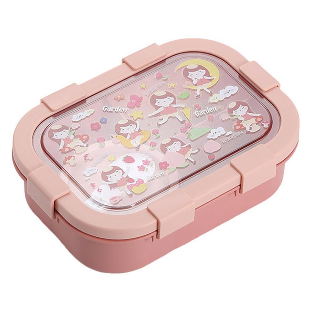 CTRLZS Microwave& Dishwasher Safe, 32 Oz/4 Cup Lunch Kids Bento Box with 3 Compartments, Utensils& Sauce Jar(3 Years+)