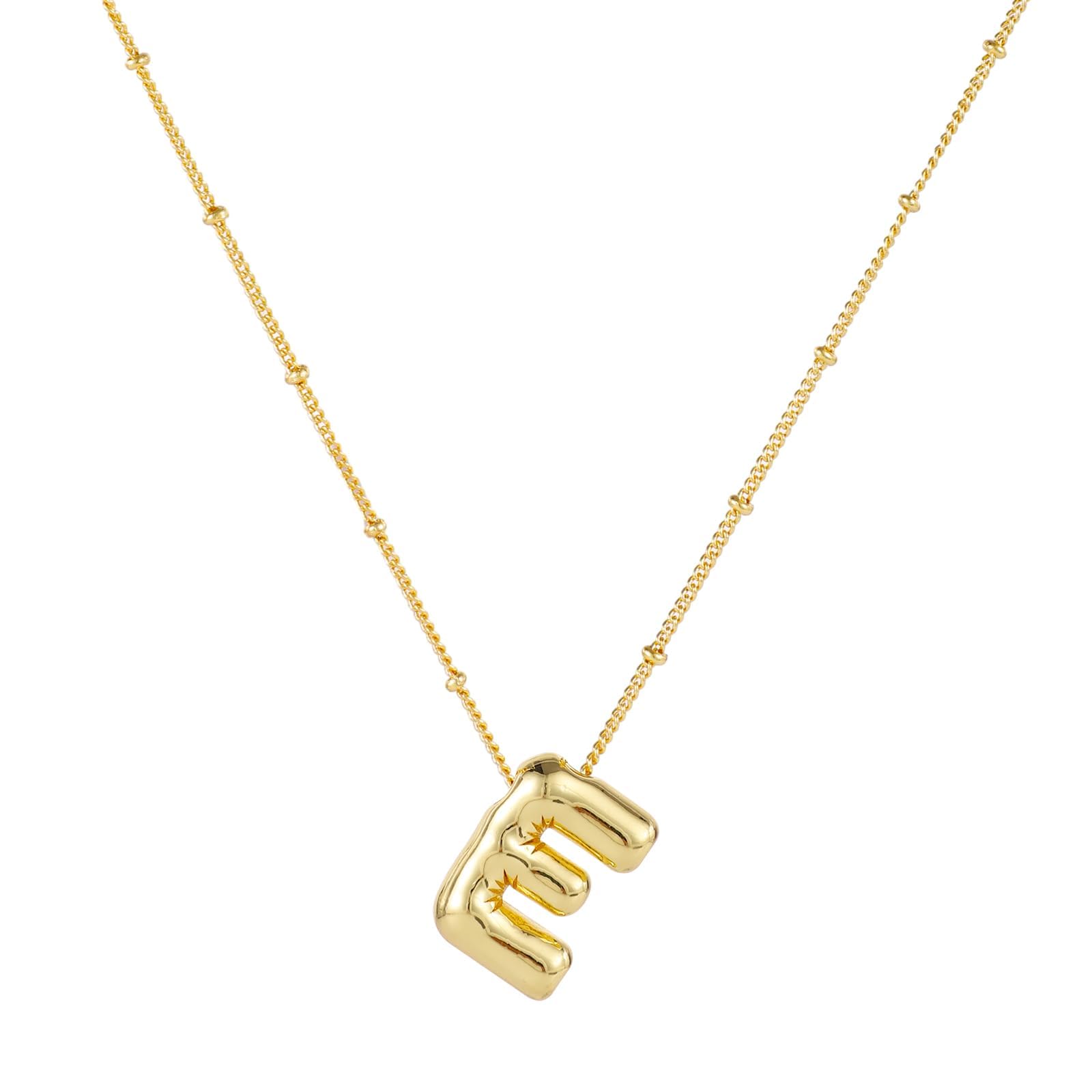 Gold Bubble Necklace for Women Personalized Initial Jewellry - E