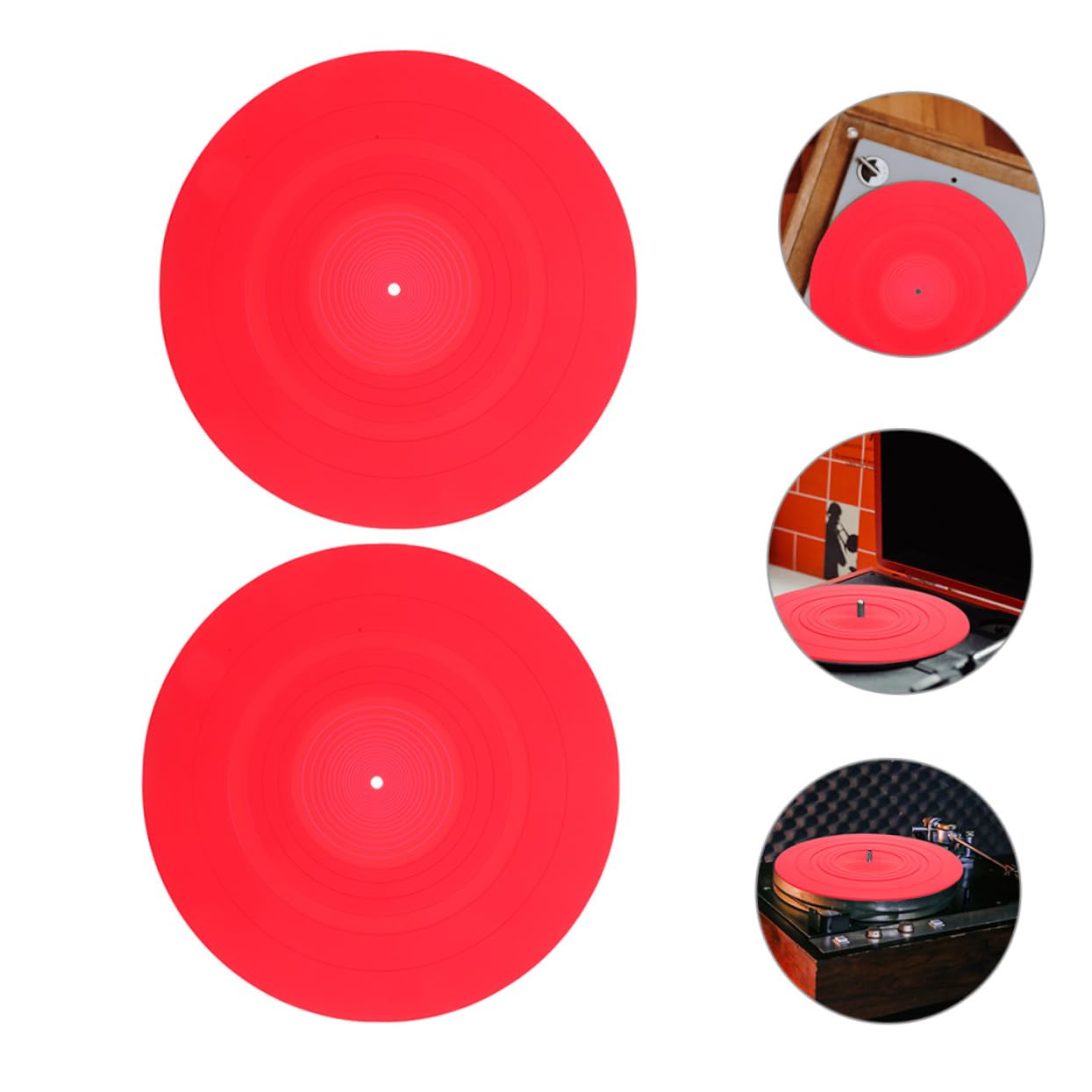 TOYANDONA 2 Stück Runde Silikon Vinylmatten als Antistatische Plattenteller Unterlage für Plattenspieler Schutz und Stabilität für Schallplatten und Tonabnehmer