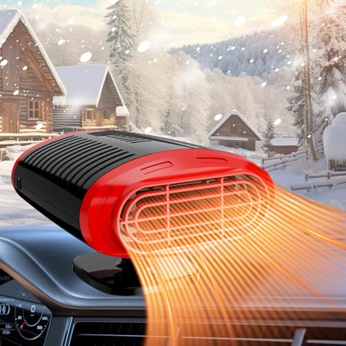 Portable 12V Car Heater, 2 in1 Fast Heating and Cooling Fan for Car Windshield Defogger Defroster, Plug-in Cigaerte Lighter Suitable for Vehicles Cars SUV (DEPS320)