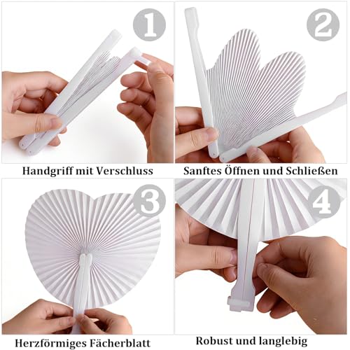 Éventails blancs de mariage lot de 100 contre la chaleur d'été - 4