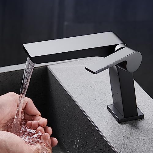 Robinet de lavabo en cuivre gris anti-fuite avec flexibles eau chaude froide 60cm