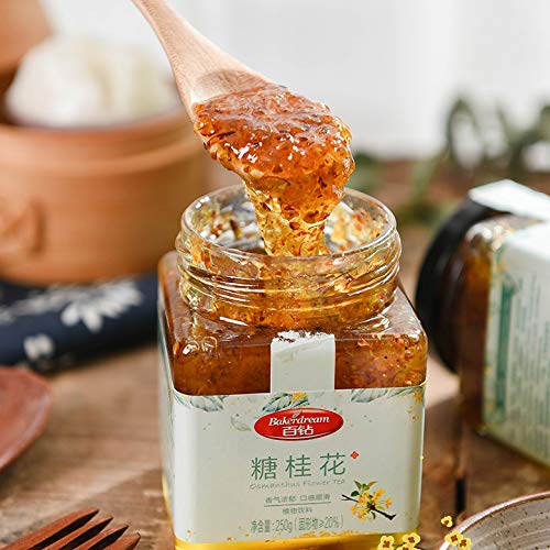 Miniatura 2 de Mermelada de flores Osmanthus, Osmanthus puro mezclado con miel, pasta de pétalos de Osmanthus para postre, salsa de condimento para bebida (8.8