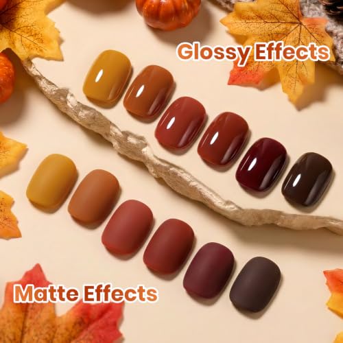 Image of beetles Brown Gel Polish Set - Just Fall Collection, 6 Cozy Mocha Cocoa Nude Colors with Display Color Card, Autumn Warm Neutral Soak Off UV LED Gel Polish for Nail Art DIY Salon Home