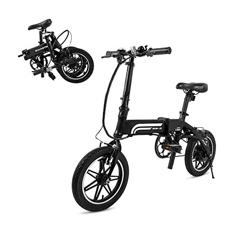 Swagtron Swagcycle EB-5 Lightweight Aluminum Folding Electric Bike with Pedals, Black, 58cm/Medium Cover