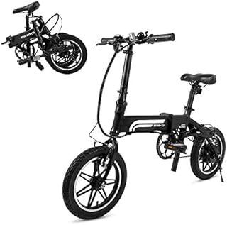 Swagtron Swagcycle EB-5 Lightweight Aluminum Folding Electric Bike with Pedals, Black, 58cm/Medium