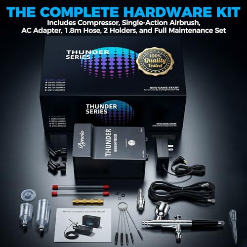 Image of Airbrush Kit with Air Compressor, 55 PSI, 0.3mm Single-Action