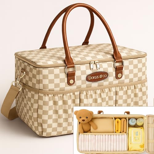 DOKUS & CO. Luxe Diaper Tote, Extra-Large Collapsible Baby Caddy