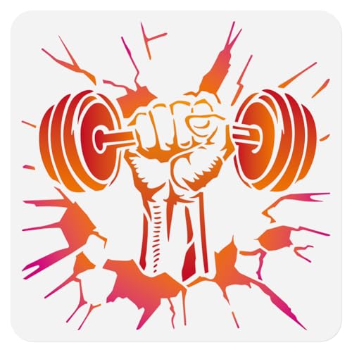 Hand Lifting Dumbbell Wall Stencil for Painting on Gym 11.8