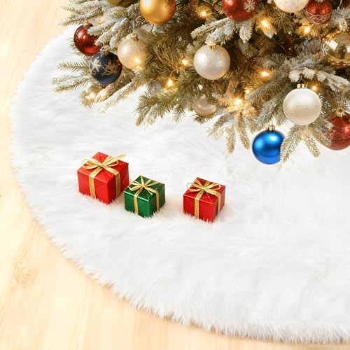 Falda Árbol de Navidad Blanco, 75 CM Cubre Pie Árbol de Navidad R...