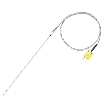 uxcell K Type Thermocouple with Plug Meter Temperature Sensor Probe -50 to 1100 C -58 to 2012 F Stainless Steel 1x300mm 3.3ft Wire