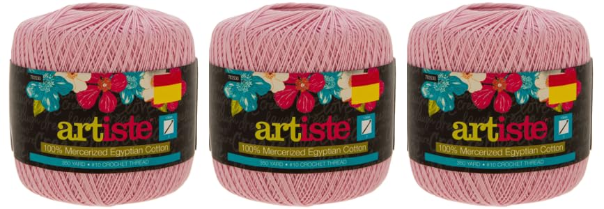 Hobby Lobby Rose Quartz Artiste Cotton Crochet Thread(Set of 3)