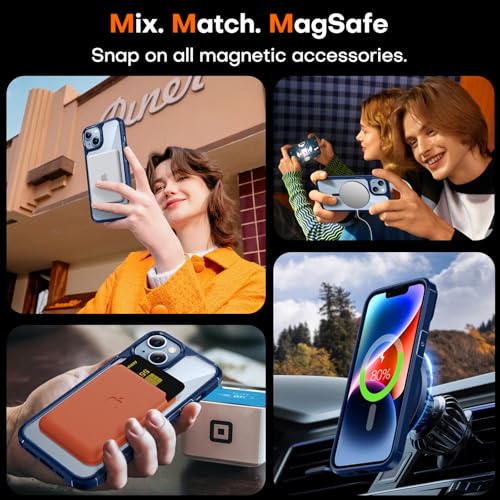 Image of TAURI for iPhone 14 Case, Compatible with MagSafe, Blue